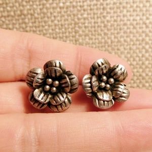 Pewter Flower Post Earrings